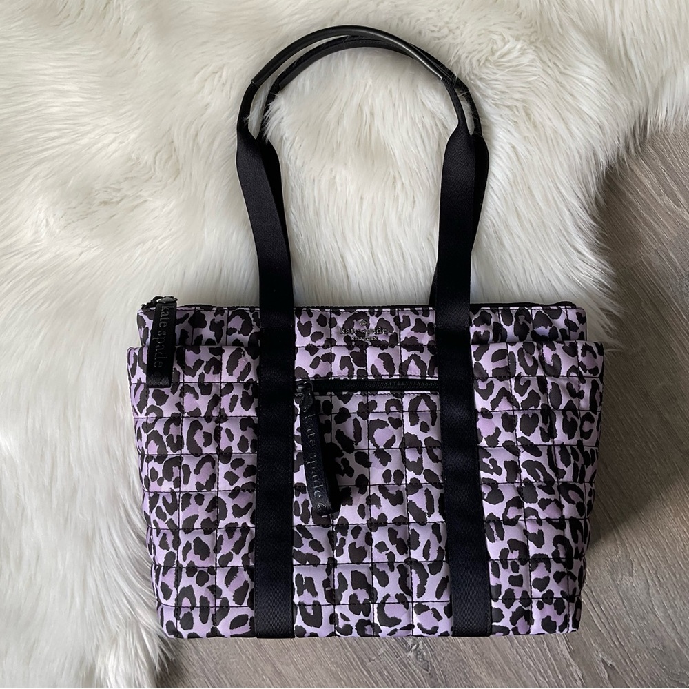 ♠️💜 KATE SPADE Camden Spotted Leopard Quilted Medium Tote Bag, Violet Mist - Picture 2 of 7